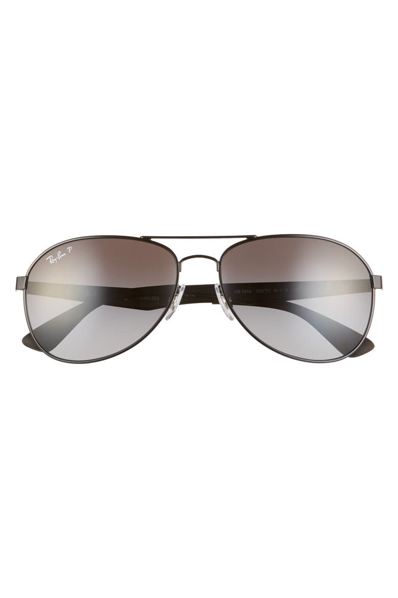 Active Lifestyle 61mm Polarized Pilot Sunglasses, Alternate, color, BLACK