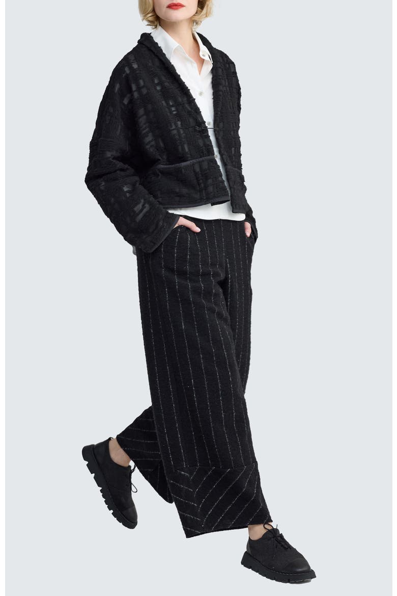 Illora Striped-Felt Pants, Alternate, color, Monochrome Black