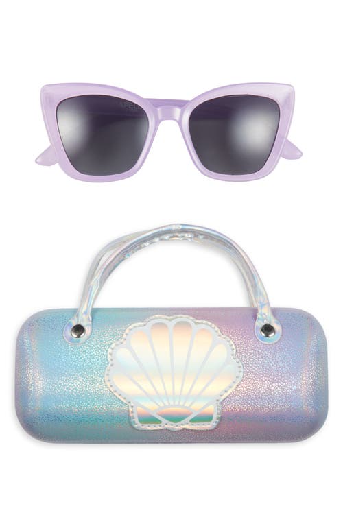 Shop Capelli New York Kids' Cat Eye Sunglasses & Mermaid Shell Case Set In Purple Multi Combo