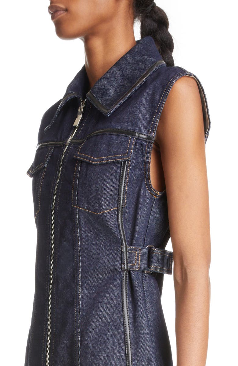 Givenchy Zip Front Sleeveless Cotton Denim Dress, Alternate, color, 