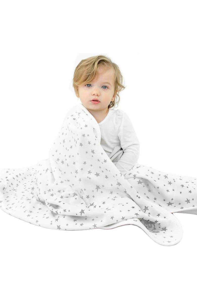 WOOLINO 4 Season Organic Cotton & Merino Wool Toddler Blanket, Alternate, color, Gray Stars