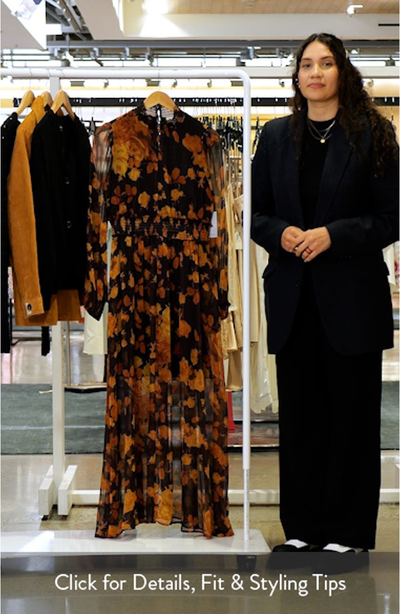 Floral Long Sleeve Chiffon Dress, sales video thumbnail