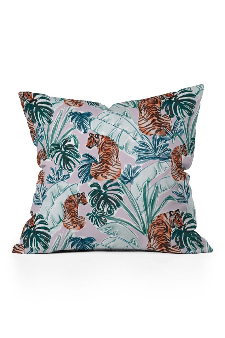 Stripe & Lobster Print Throw Pillow, Main, color, MULTI TIGER