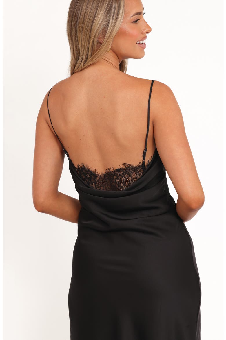 Evana Lace Trim A-Line Dress, Alternate, color, BLACK