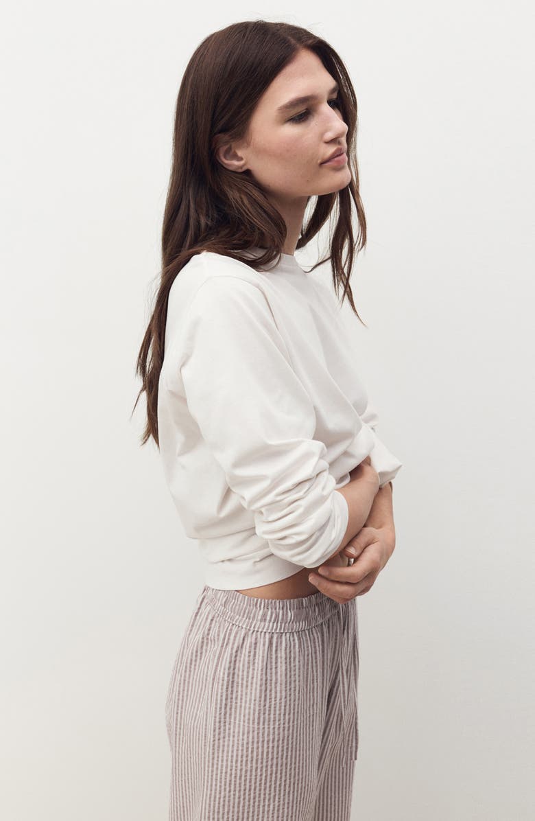 MANGO Cotton Seersucker Pajamas, Alternate, color, Medium Brown