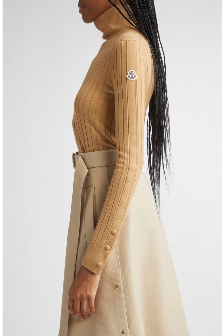 Virgin Wool & Cashmere Rib Turtleneck Sweater, Alternate, color, WARM BEIGE