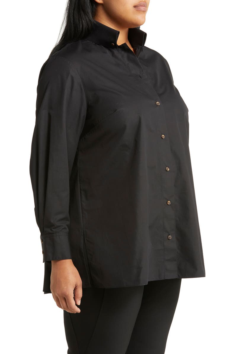 Lafayette 148 New York Organic Cotton Poplin Button-Down Peplum Shirt, Alternate, color,