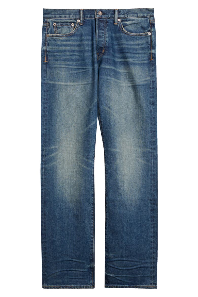 '50s Straight Fit Selvedge Denim Jeans, Main, color, UBN WASHED INDIGO