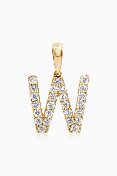 14K Gold Luxe Letter Diamond Initial Pendant Charm