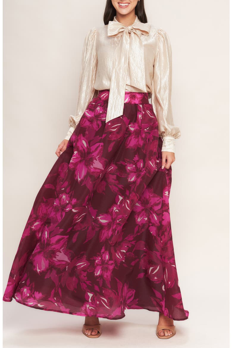 Floral Maxi Skirt, Alternate, color, BURGUNDY
