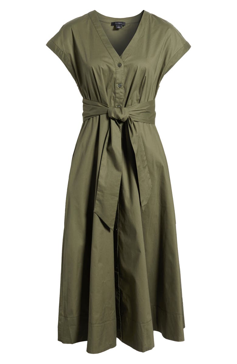 Halogen<sup>®</sup> Tie Front A-Line Dress, Alternate, color, Olive Night
