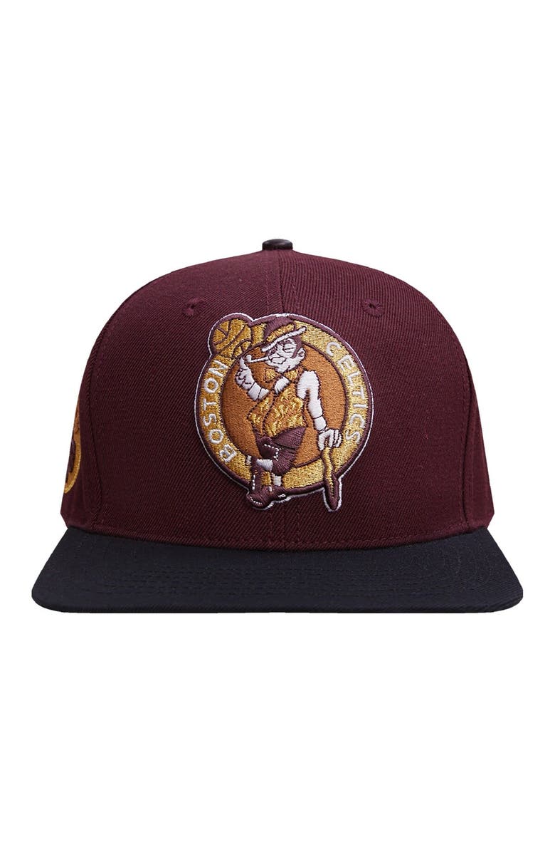 PRO STANDARD Men's Pro Standard Maroon/Black Boston Celtics Gold Rush 2-Tone Snapback Hat, Alternate, color,