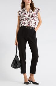NORDSTROM RACK Tie Neck Ruffle Cap Sleeve Top