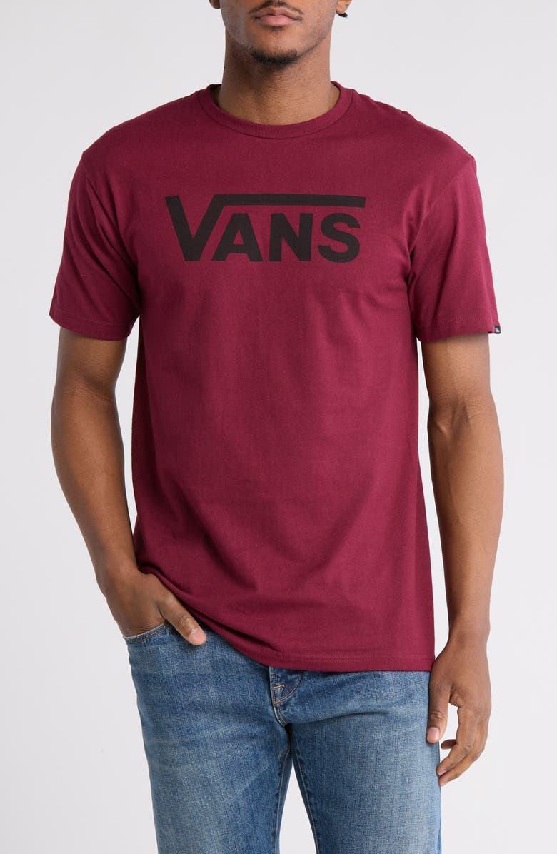 Vans Classic Logo Cotton Crew Tee, Main, color, Burgundy Black