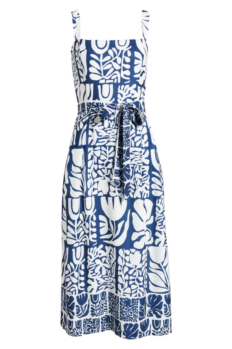Mixed Print Dress, Alternate, color, BLUE IVORY
