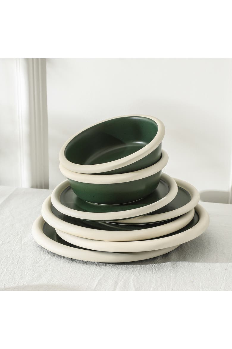 Capri Stoneware 12-Piece Dinnerware Set, Alternate, color, Green