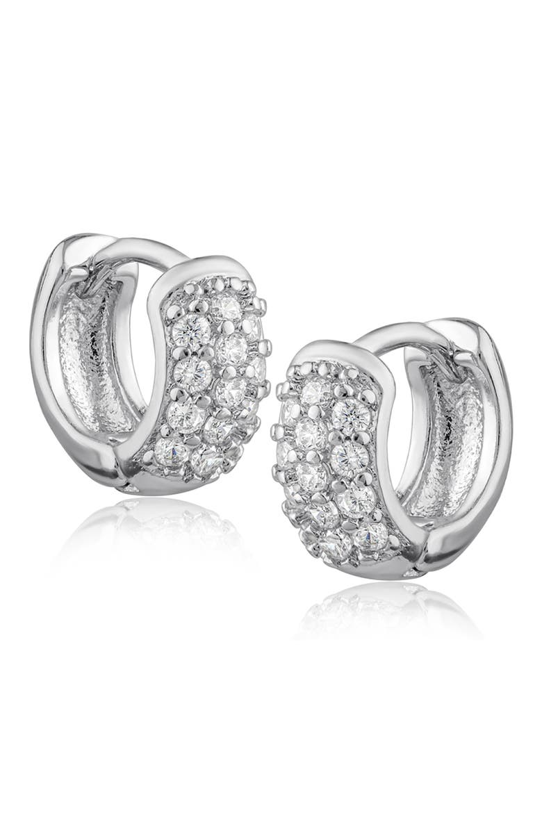 Cubic Zirconia Huggie Hoop Earrings, Main, color, CLEAR SILVER
