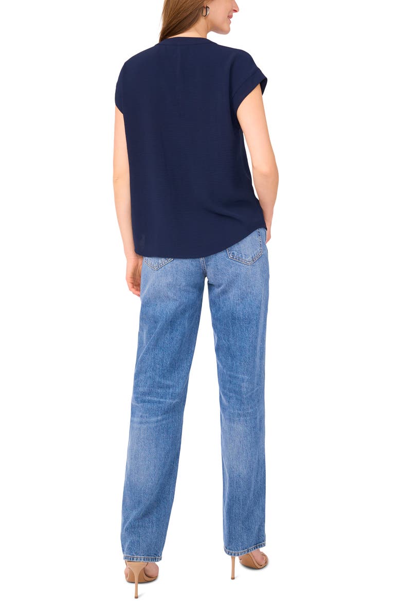 Vince Camuto Crinkle Lace-Up Top, Alternate, color, Jbs Navy