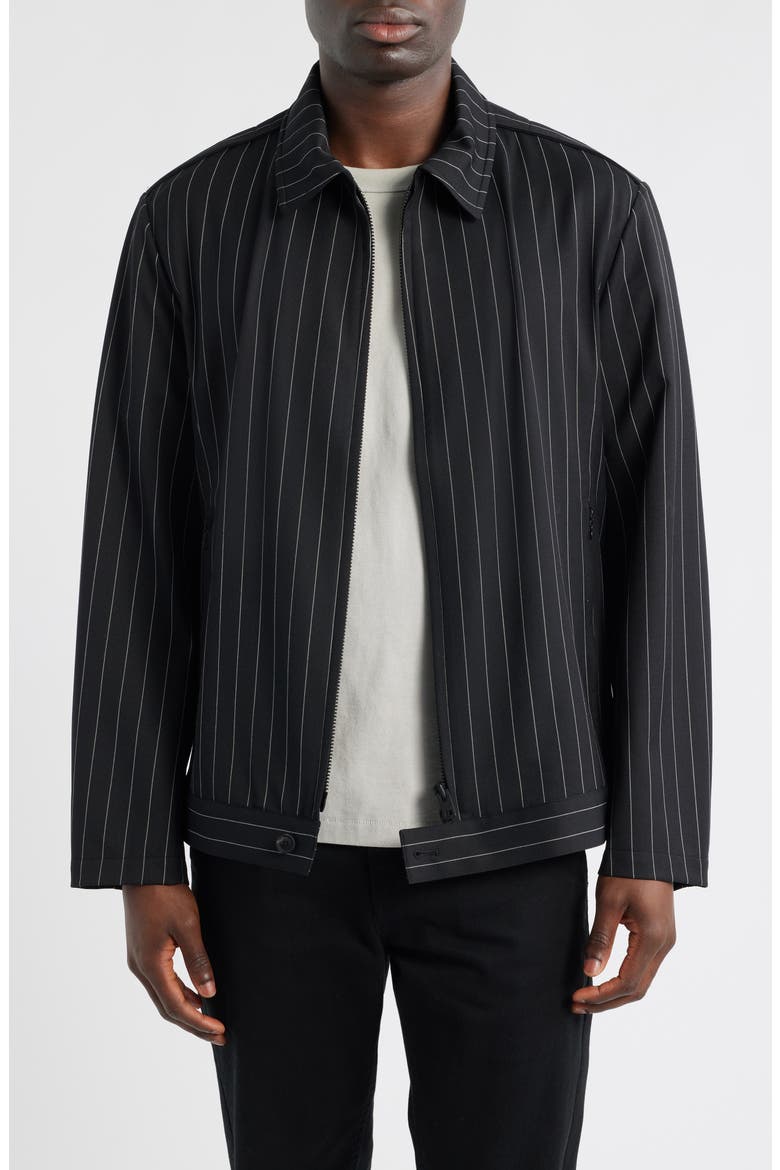 Refined Pinstripe Jacket, Main, color, BLACK