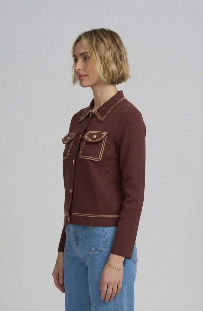 ELLE Collection Fine Gauge Western Cardigan, Alternate, color, Russet/Ivory