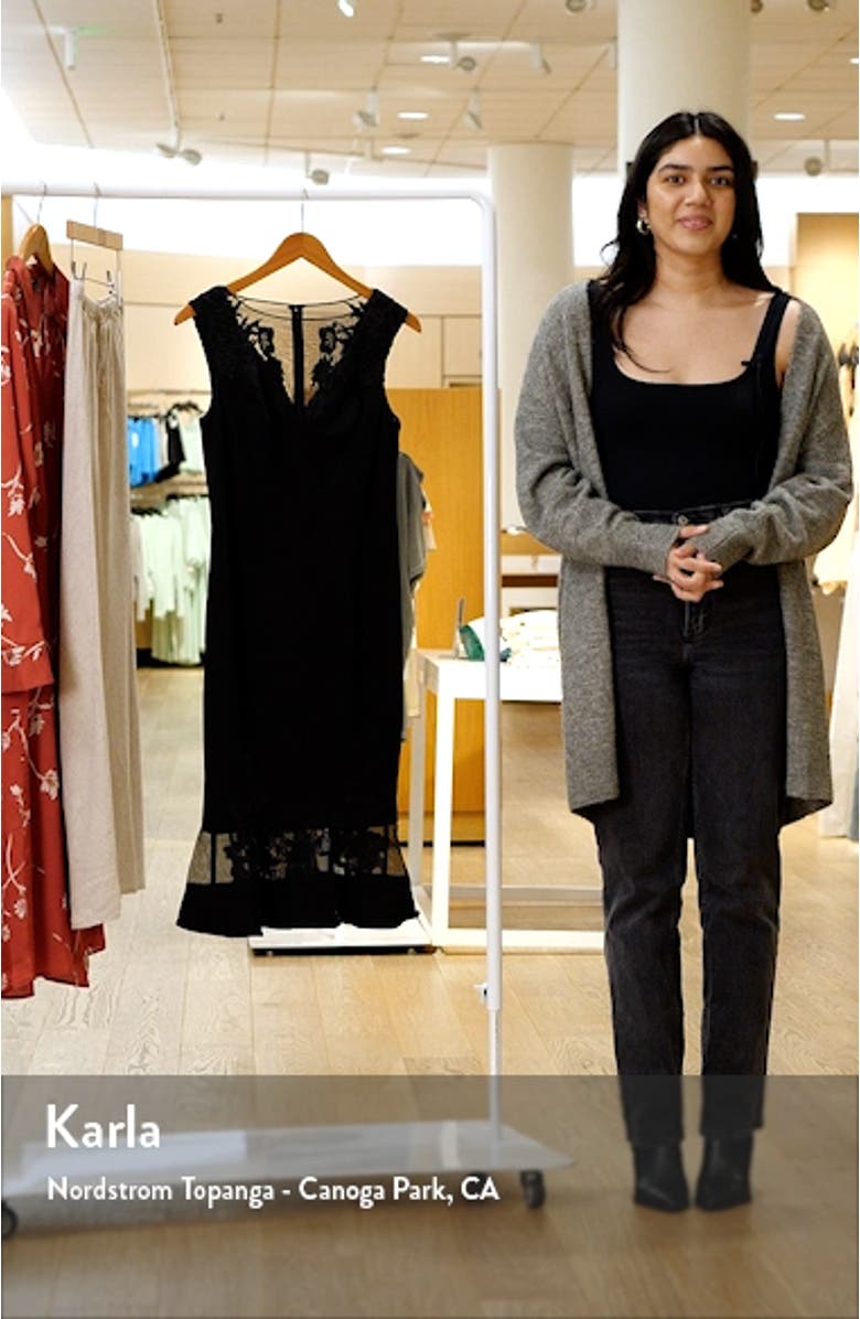 Floral Lace Trim Mesh Cocktail Dress, sales video thumbnail