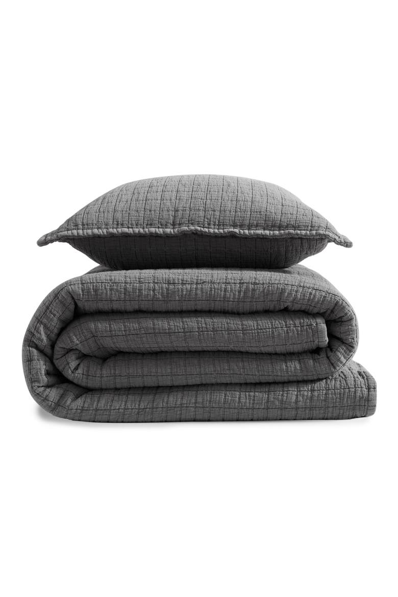 Essential Washed Jacquard Coverlet, Main, color, GREY