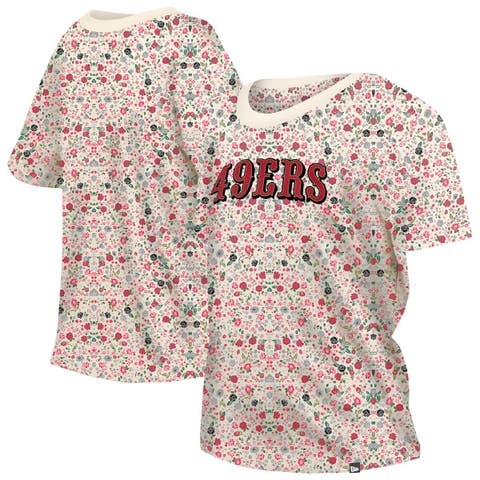 Women's New Era Cream San Francisco 49ers Glam Game Floral T-Shirt