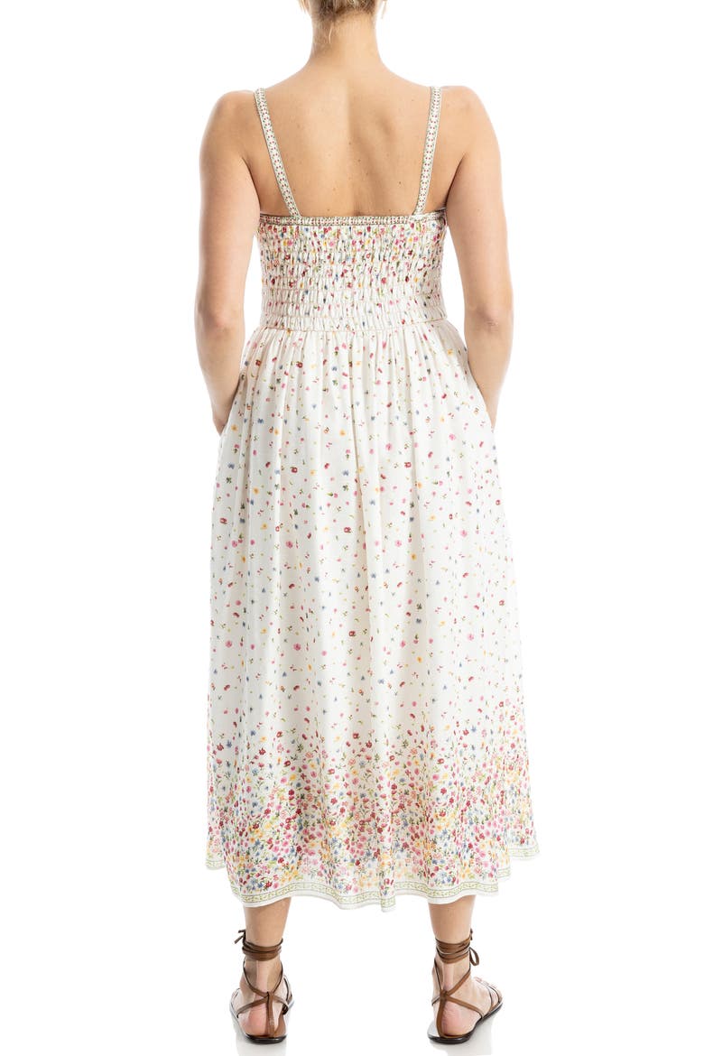 Square Neck Midi Dress, Alternate, color, IVORY/ MULTI DITSY SPREAD