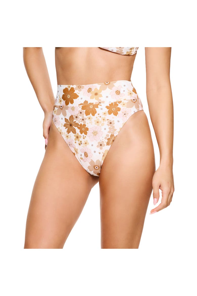 Nostalgic Bloom Ultra High Waist Bikini Bottom Swimsuit, Alternate, color, Brown-Haze