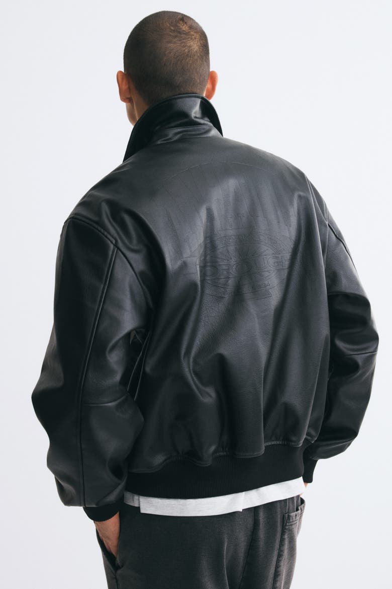 Coated Baseball Jacket, Alternate, color, Black