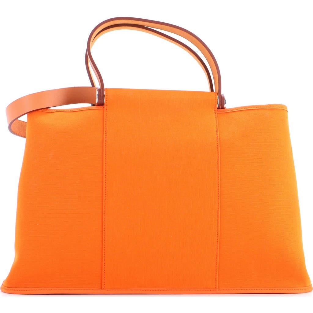 Pre-owned Hermes Hermes Cabag Elan Toile And Leather 39 In Orange
