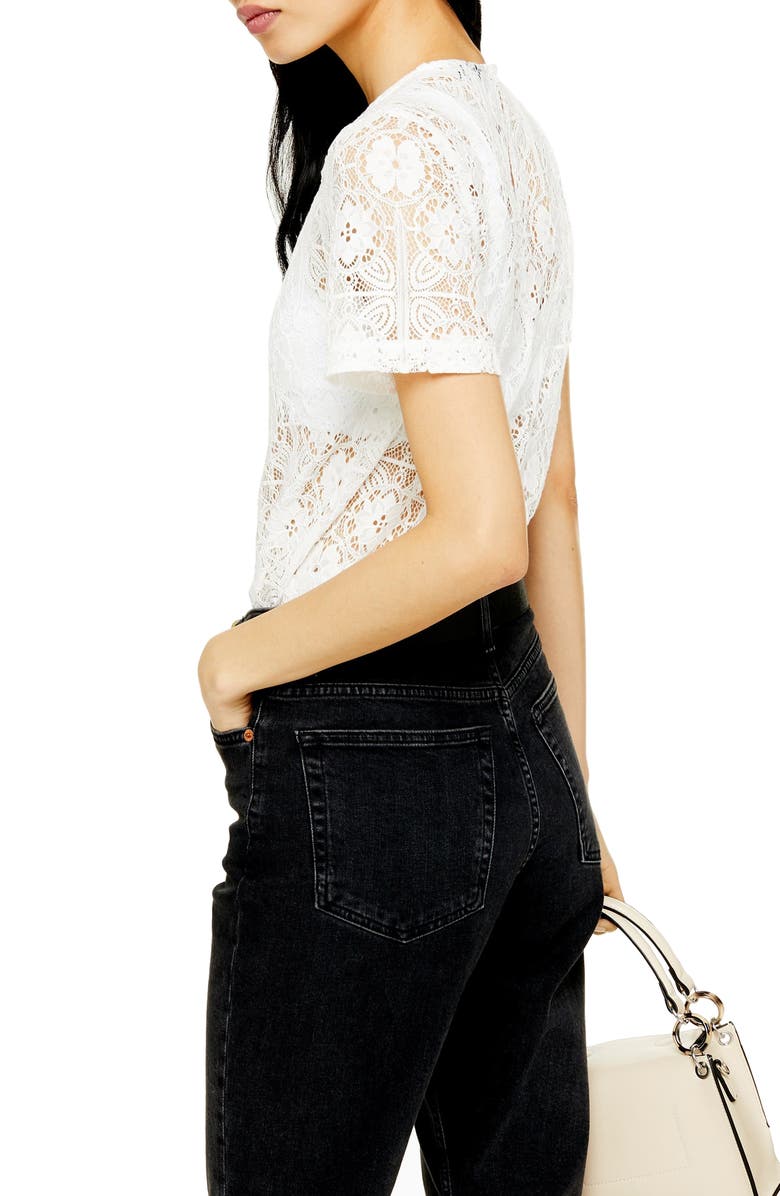 Topshop Lace Top, Alternate, color,