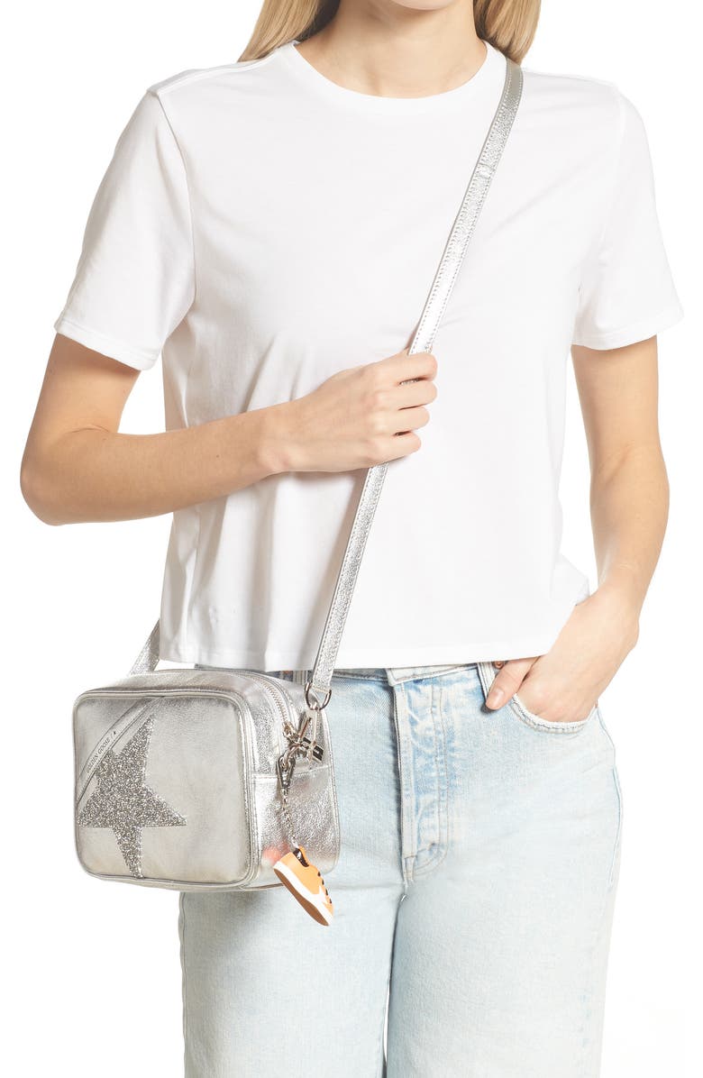 Golden Goose Star Metallic Leather Crossbody Camera Bag, Alternate, color,