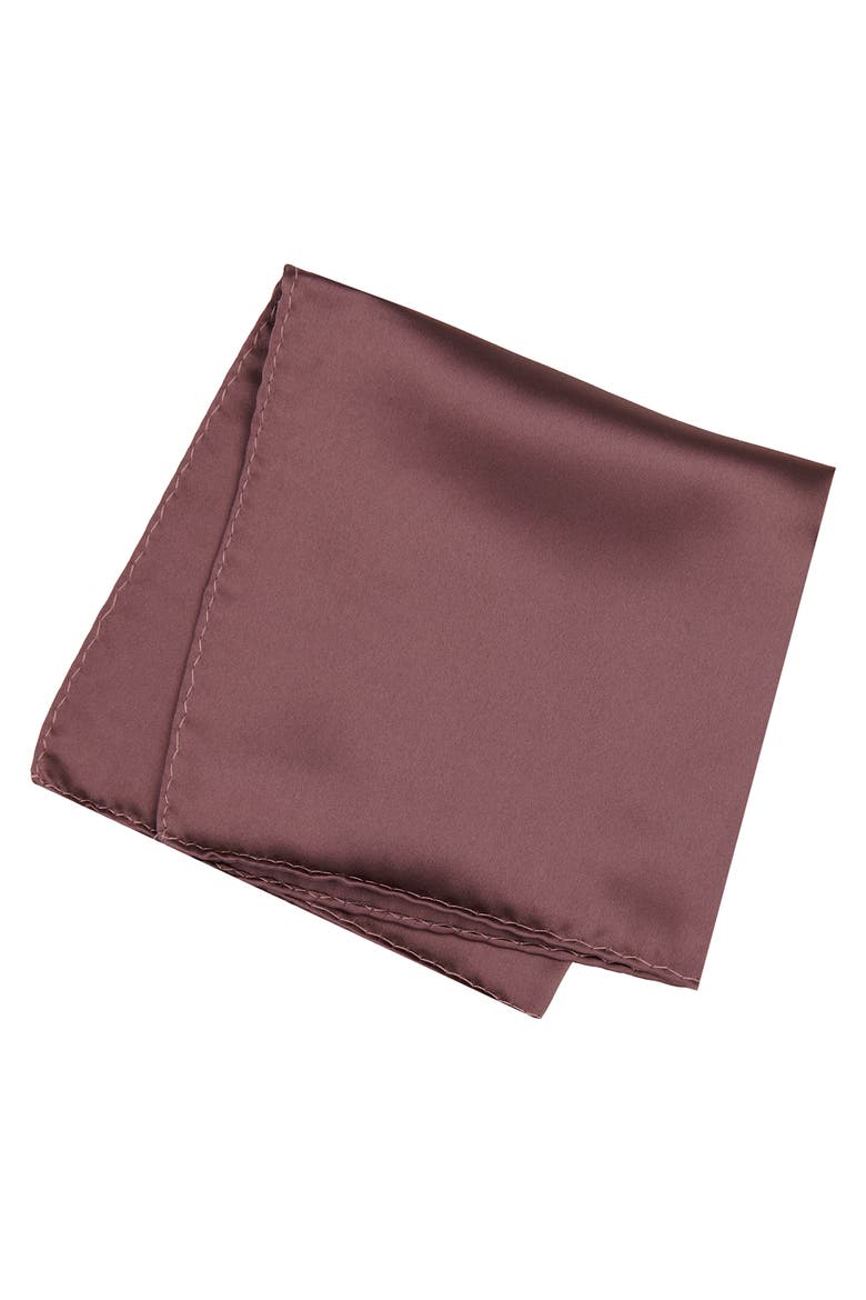 Men's Solid Satin Pocket Square, Main, color, DARK MAUVE