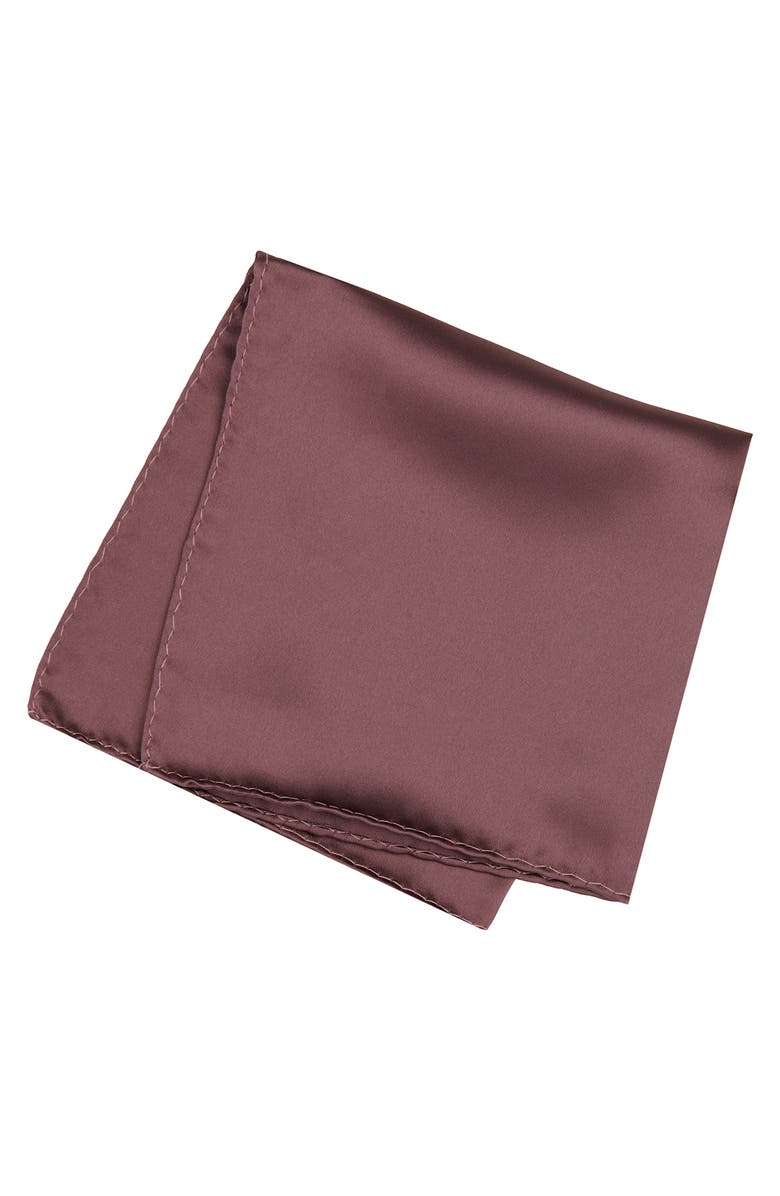 Brooklyn Brigade Men's Solid Satin Pocket Square, Main, color, Dark Mauve