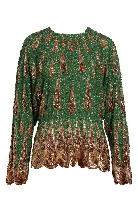 Sequin Silk Chiffon Top