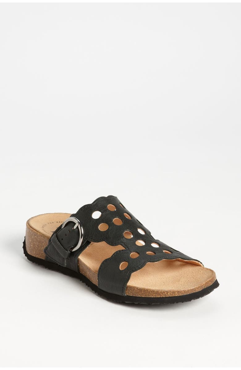 Think! 'Mizzi' T-Strap Sandal, Main, color, Black Leather
