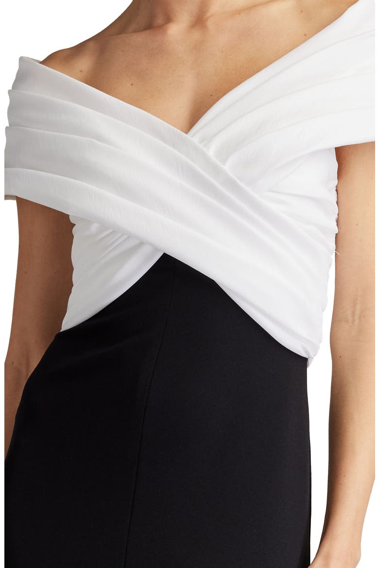 Portrait Neck Taffeta Gown, Alternate, color, IVORY/ BLACK
