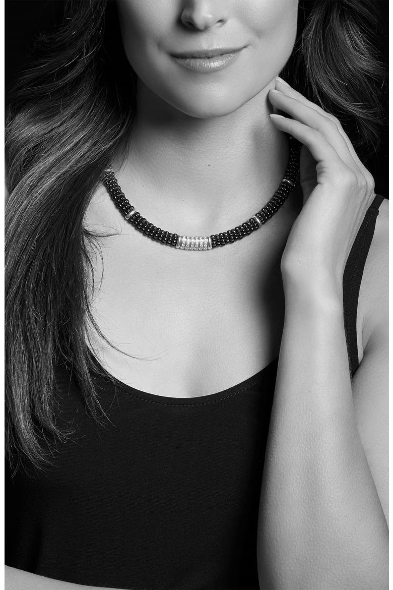 Black Caviar Diamond 6-Link Rope Necklace, Alternate, color, SILVER/ BLACK