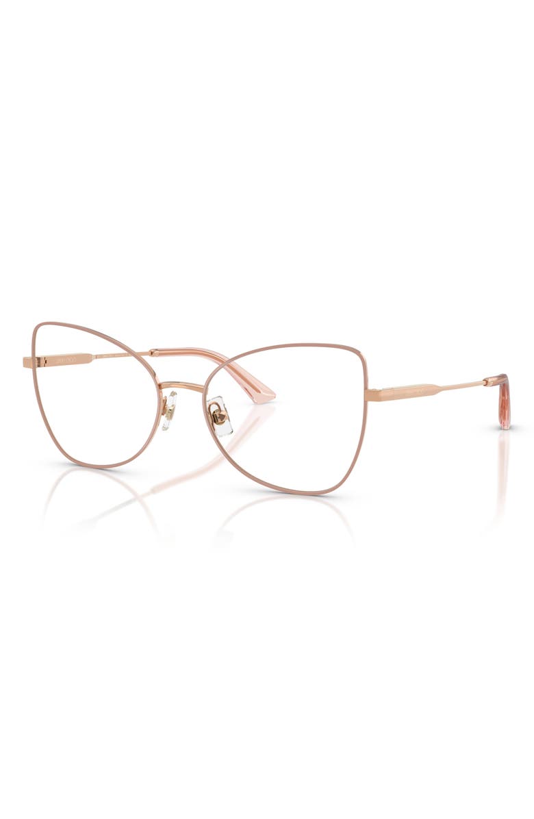 Jimmy Choo 55mm Butterfly Optical Glasses, Alternate, color, Rose Gold/ Pink / Demo Lens
