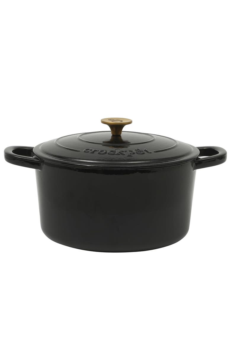 Crockpot 7 Quart Round Enameled Cast Iron Dutch Oven, Main, color, Black
