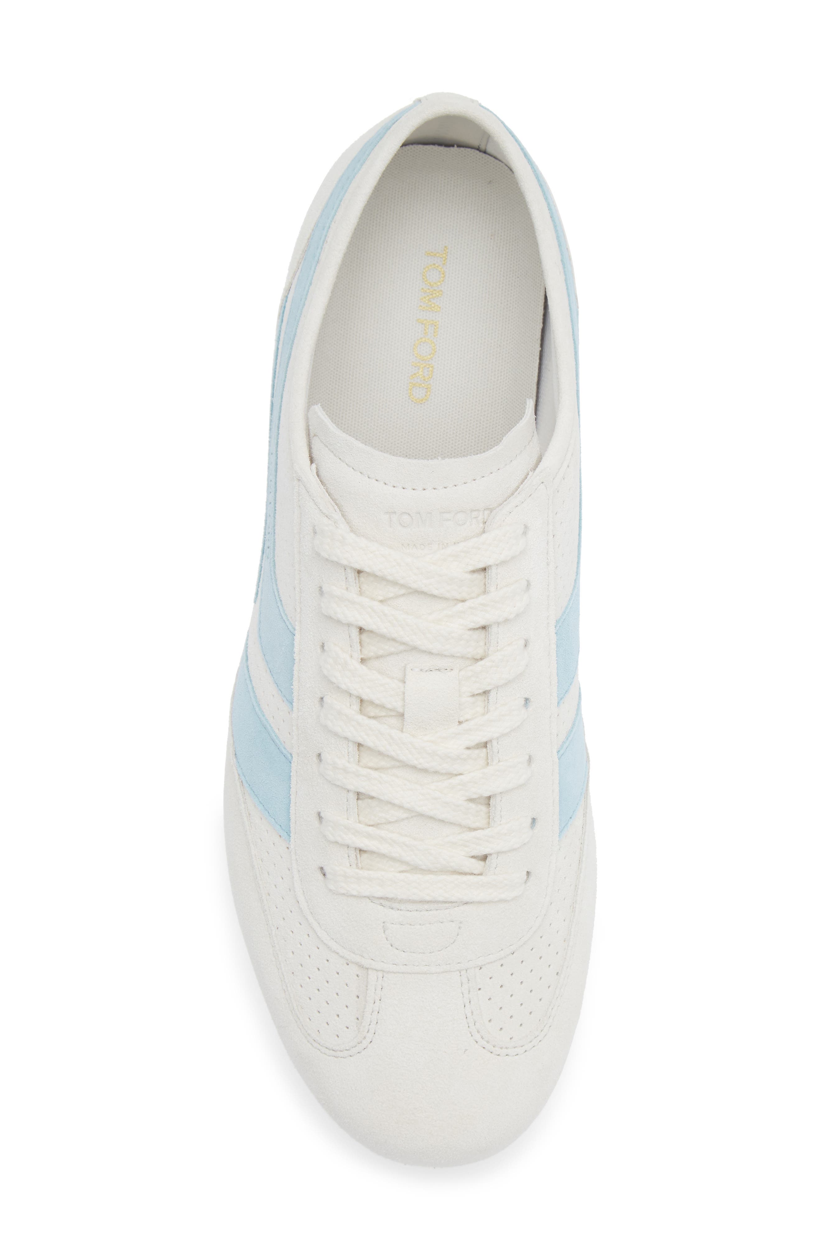 TOM FORD Brook Perforated Sneaker, Alternate, color, Cream/ Light Blue/ White