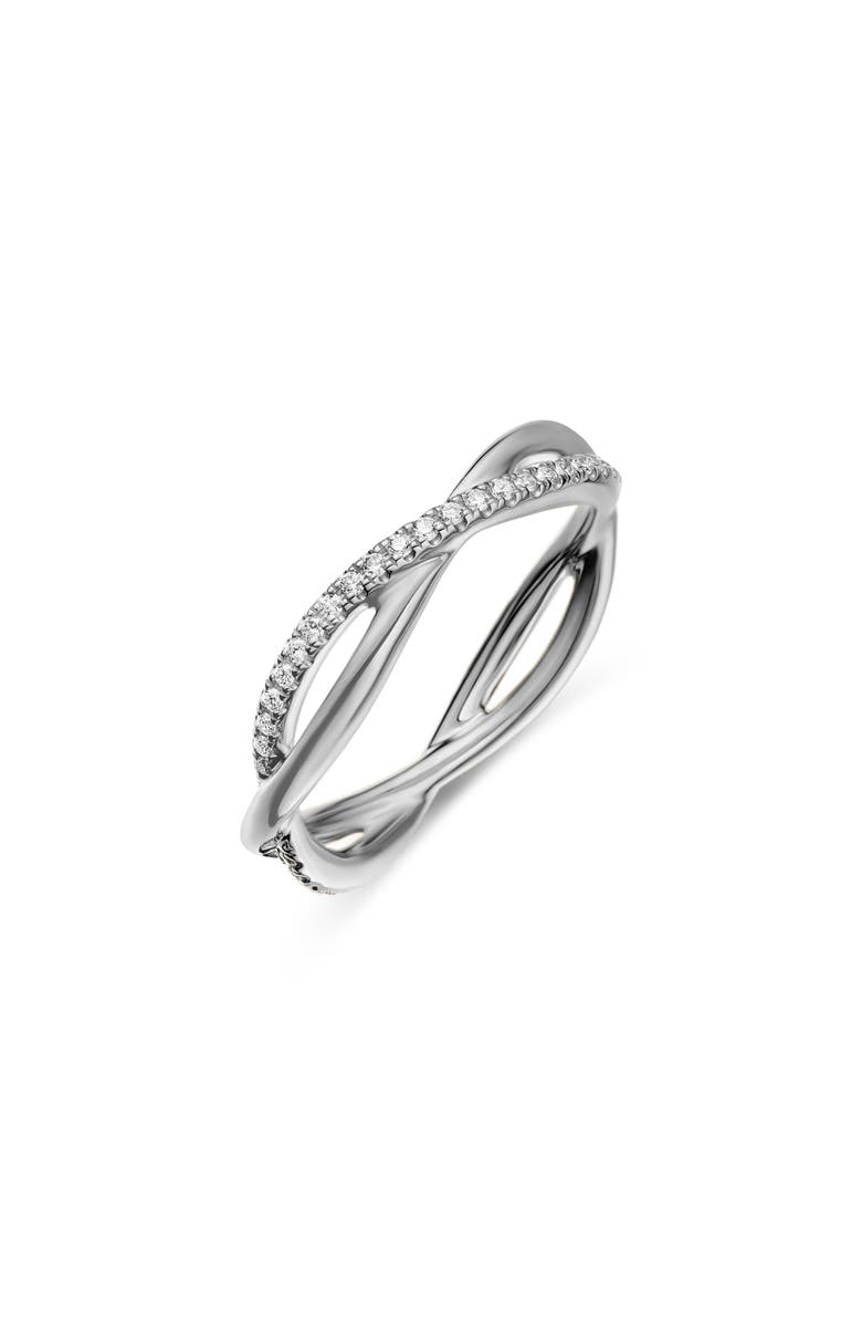 David Yurman DY Lanai Band Ring in Platinum with Pavé Diamonds, Alternate, color, Platinum