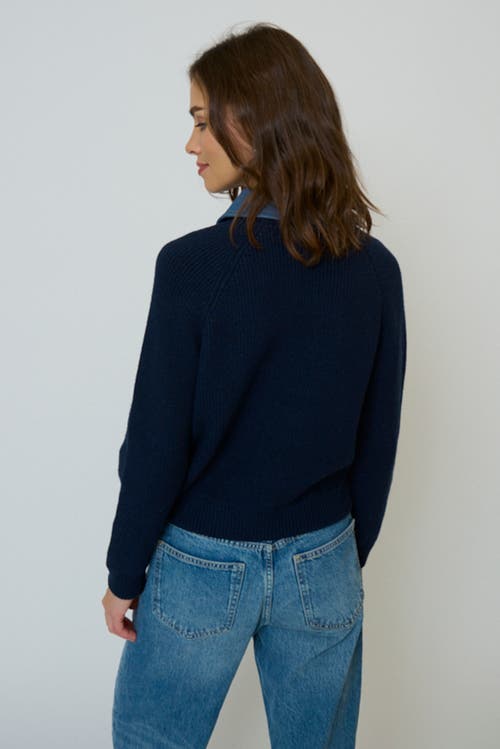 Central Park West Dash Denim Collar Pullover In Blue