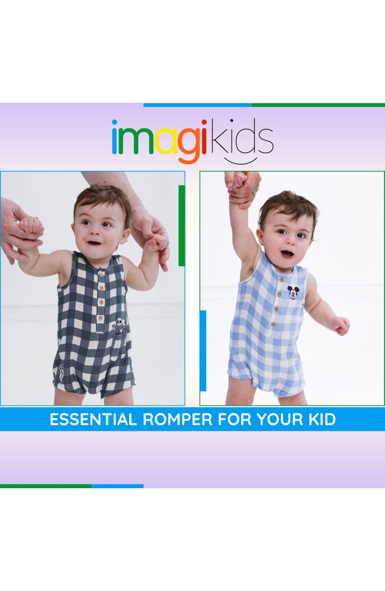 Disney Mickey Mouse Baby Boys' Cotton Gauze Sleeveless Shorty Romper, Alternate, color, Light Blue Mickey