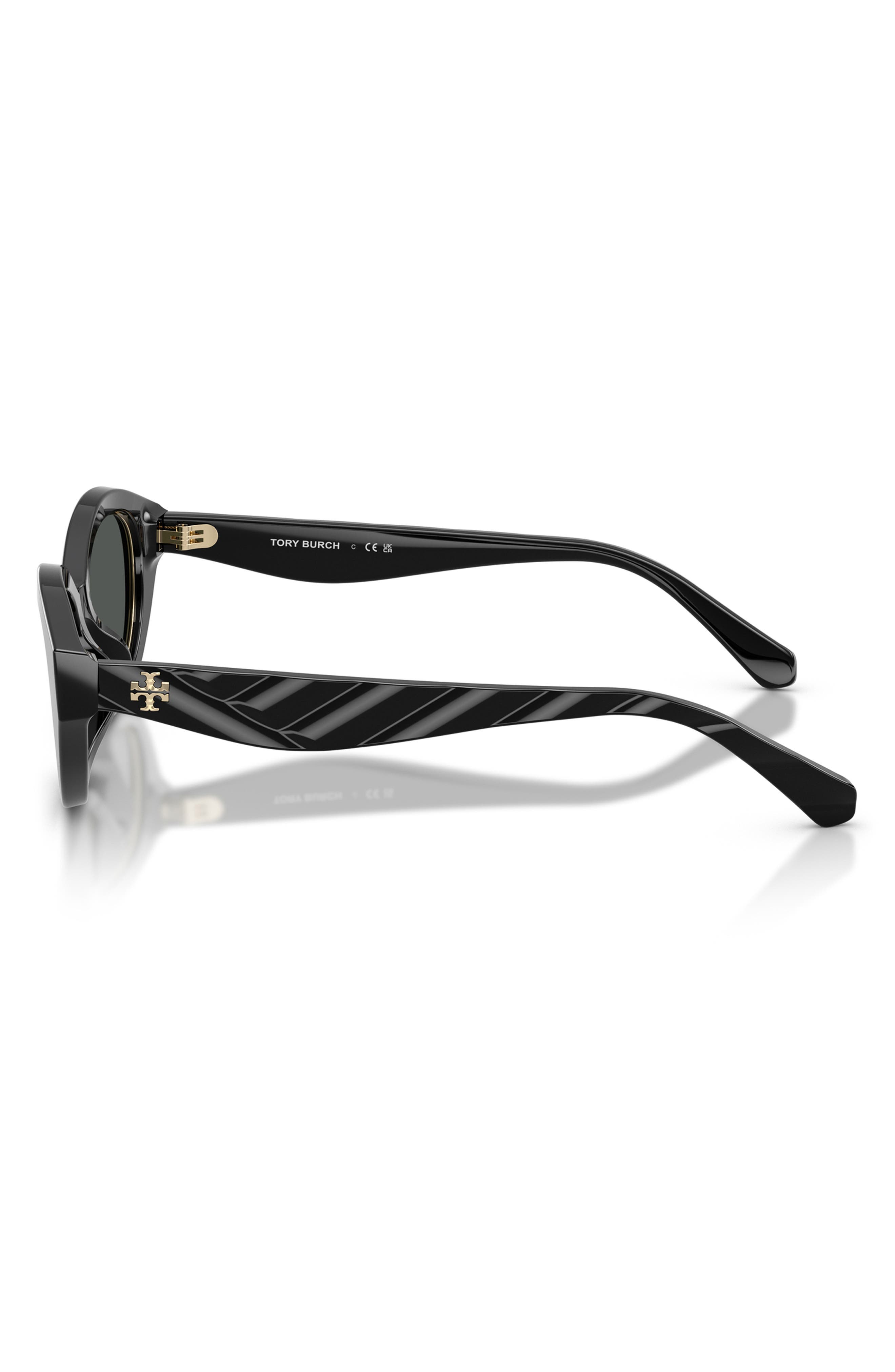 Tory Burch 52mm Irregular Sunglasses Black Grey Designer Eyewear New Tory Burch TY7143U black frame with grey gradient polarized  main image 3