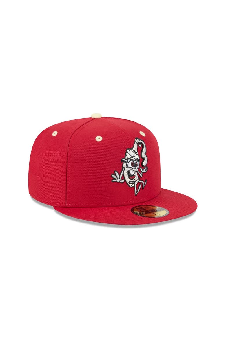 Men's New Era  Red Rocket City Trash Pandas Theme Nights 59FIFTY Fitted Hat, Alternate, color, Red