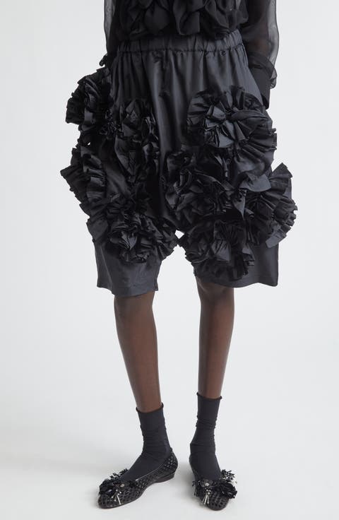 Ruffle Rosette Taffeta Shorts