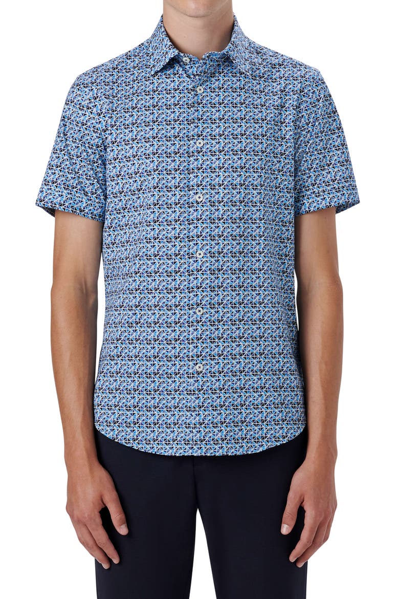 OoohCotton® Button-Up Short Sleeve Shirt, Main, color, CLASSIC BLUE