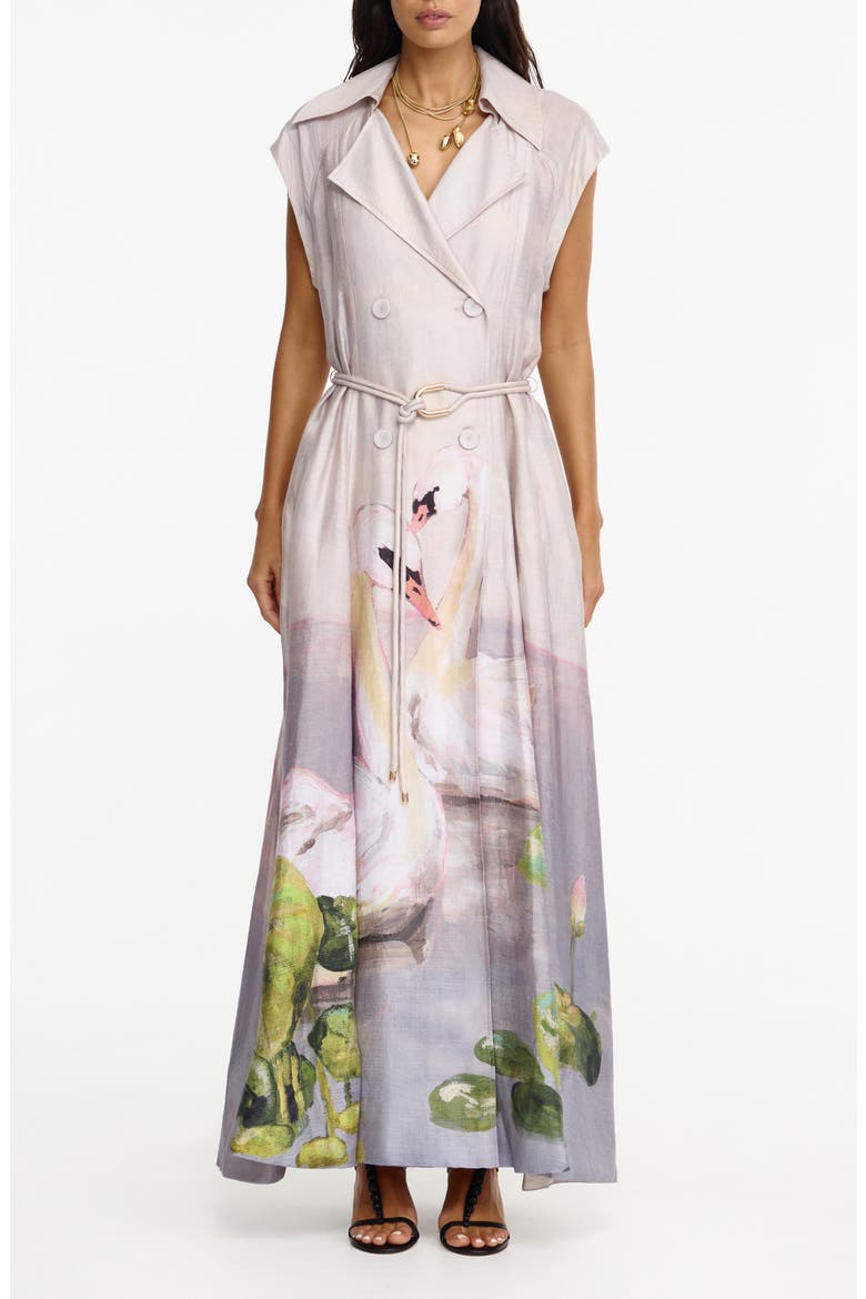 Evandale Swan Maxi Coatdress, Main, color, SWAN SONG